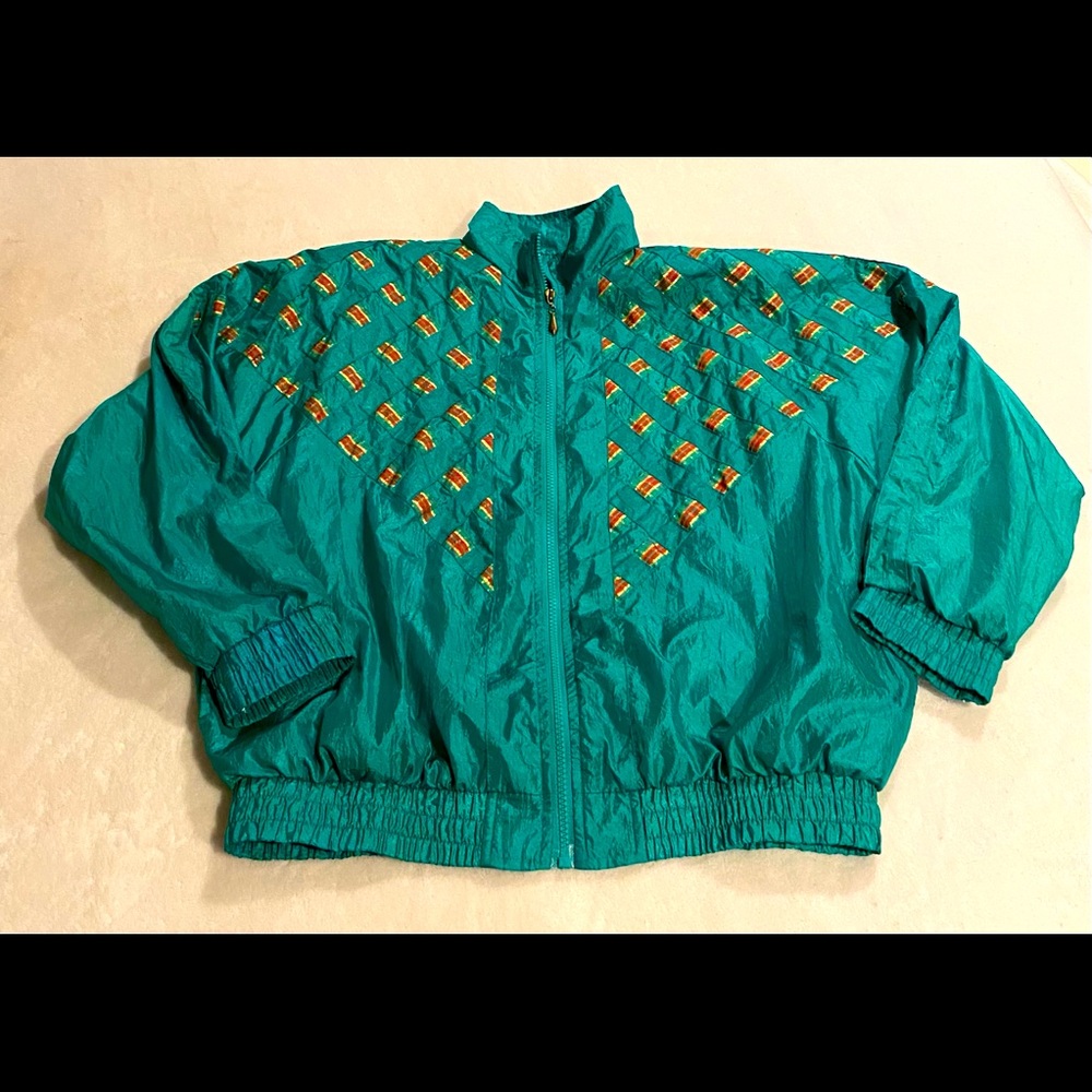 VINTAGE red and green wind breaker
